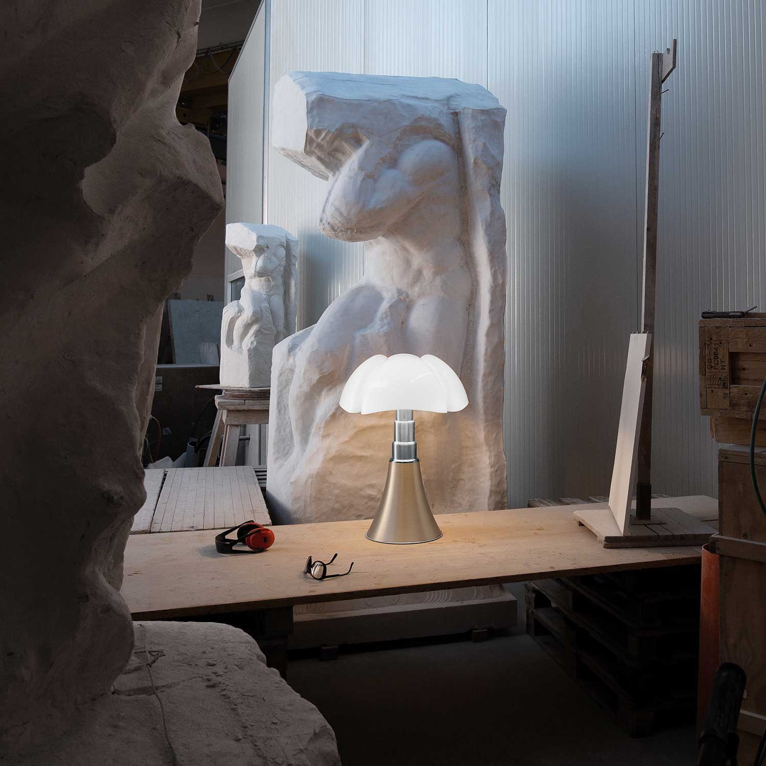 Pipistrello Med bordlampe brass satin Martinelli Luce 2